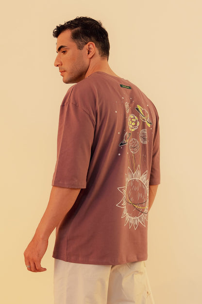 Nexus Lounge T-Shirt (Unisex): model wearing the mauve T-shirt, back view